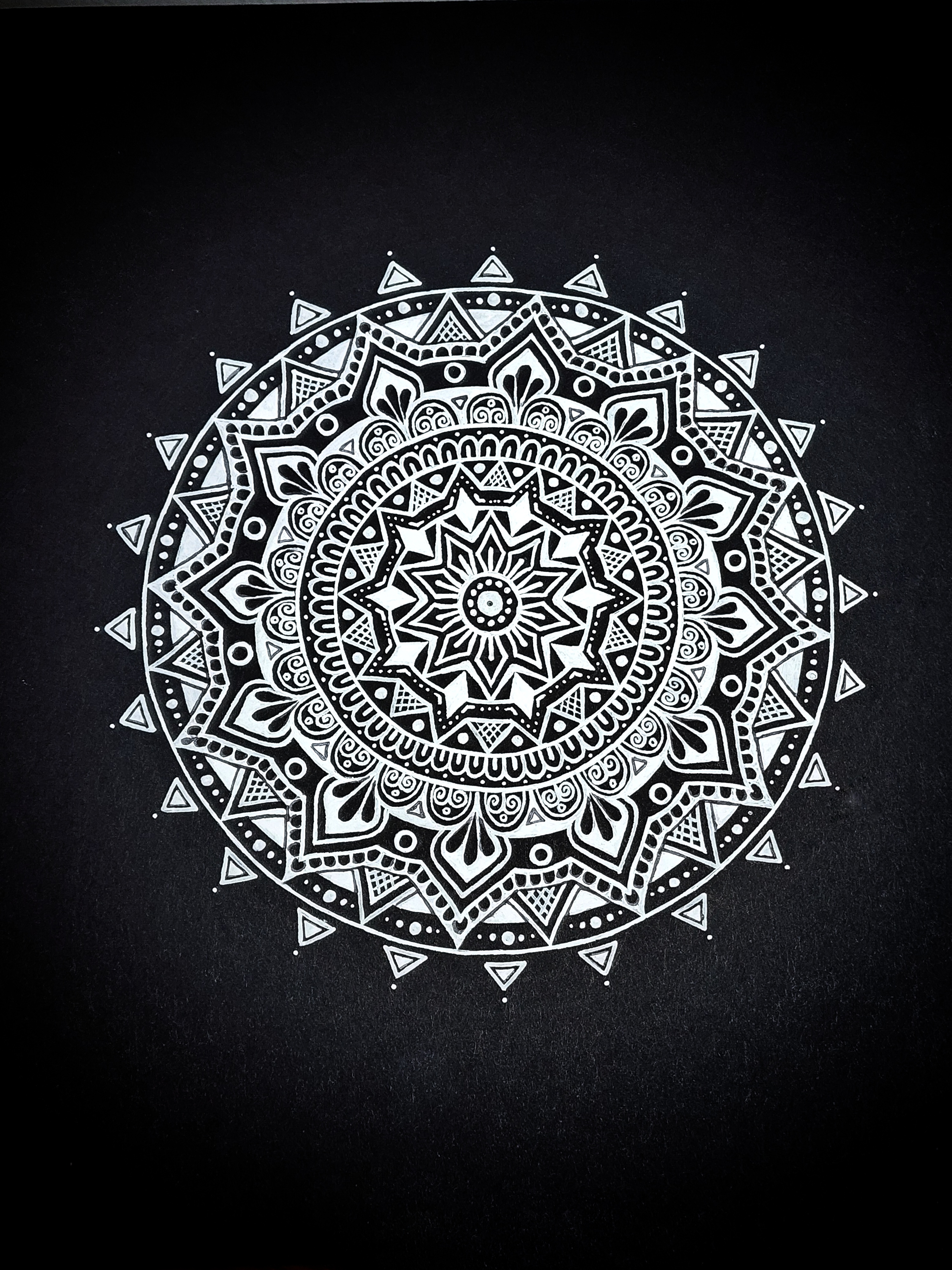 White on Black Mandala — Black and Neon Collection