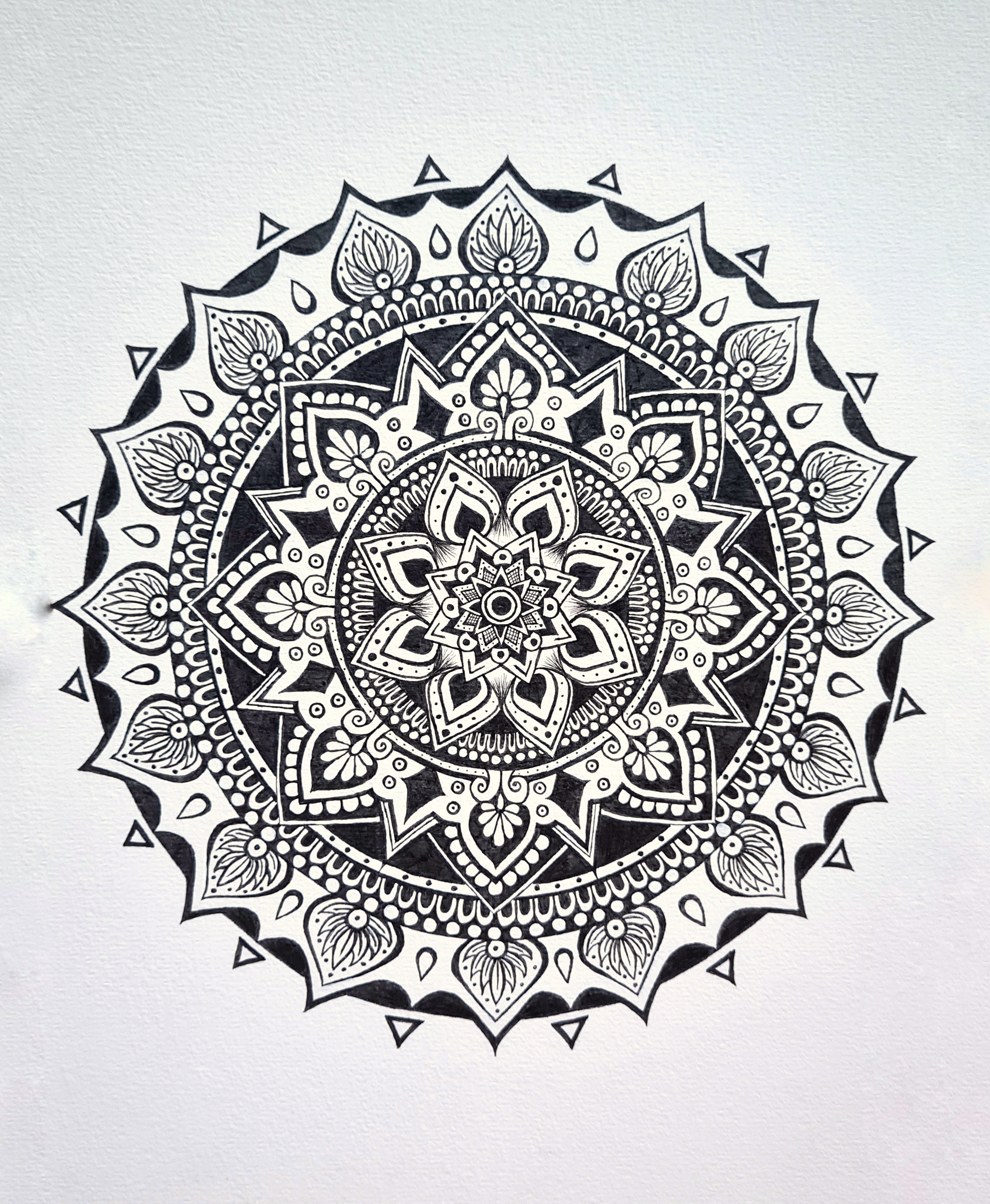 Hand-drawn black and white mandala — Fractal Alley