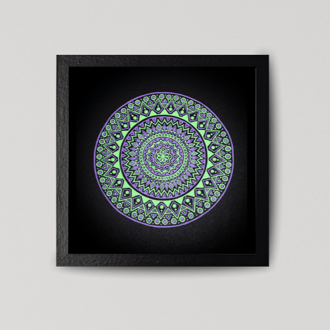 Green & Purple Mandala in frame