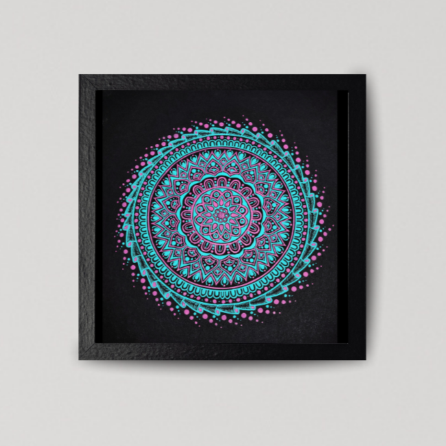 Cyan & Magenta Mandala in frame