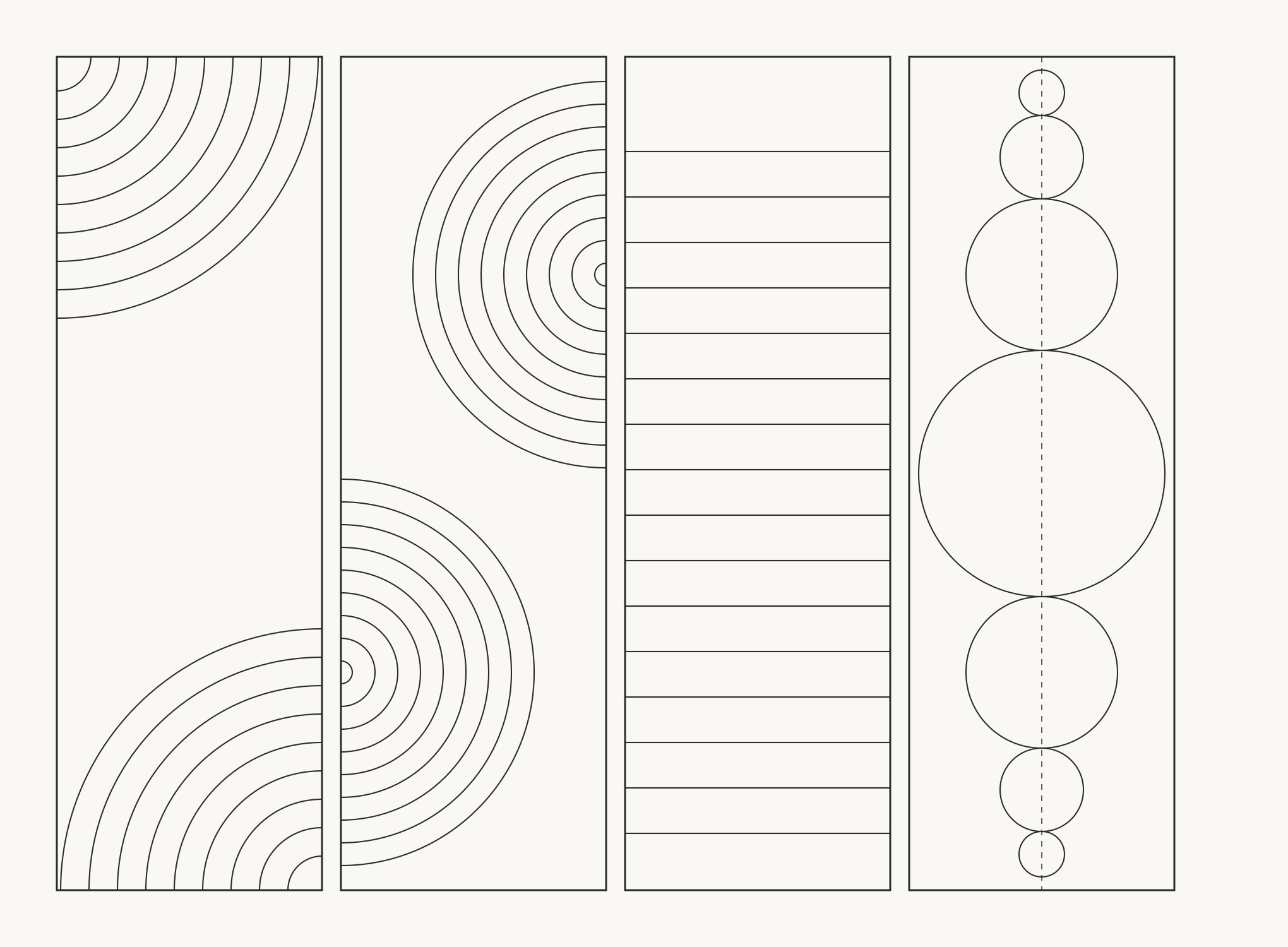 Geometric pattern studies — concentric arcs, lines and circles